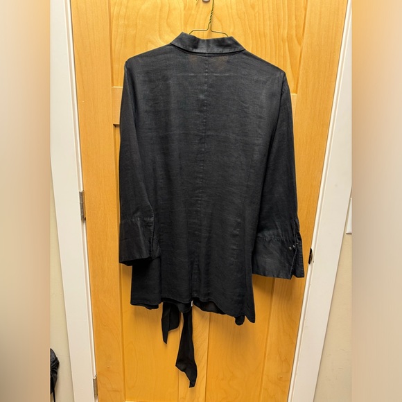 Go Silk Black 100% Linen 3/4 Sleeve Button Up Size 3X - Picture 3 of 8
